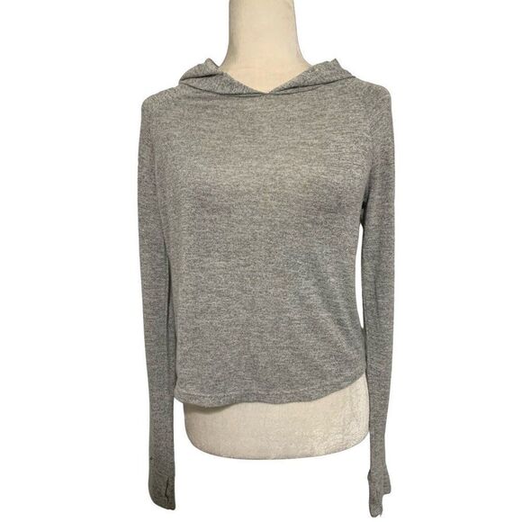 goodnight macaroon womens solid heather gray long sleeve hoodie sweater large - Picture 1 of 4